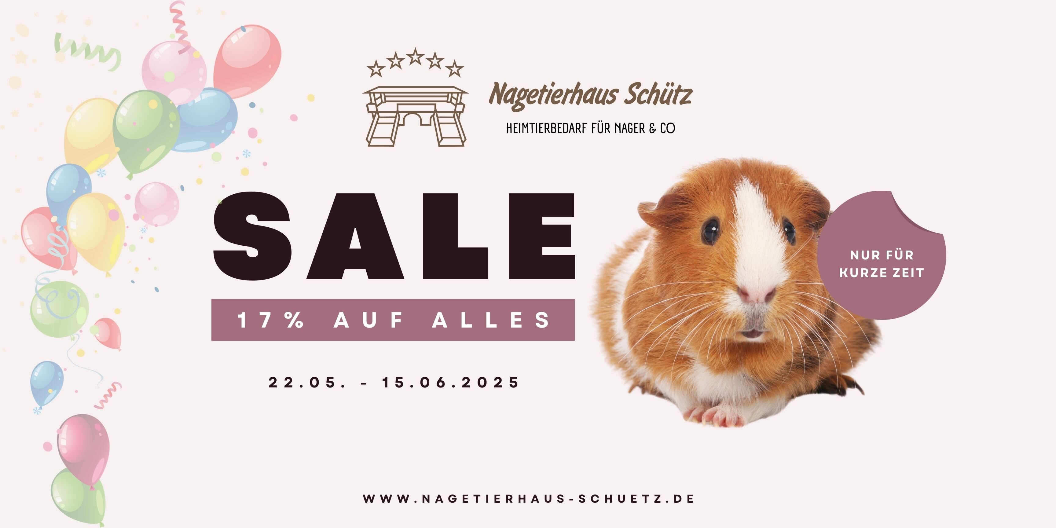 Zum Jubiläum 17% Rabatt auf alle Artikel bei Nagetierhaus Schütz